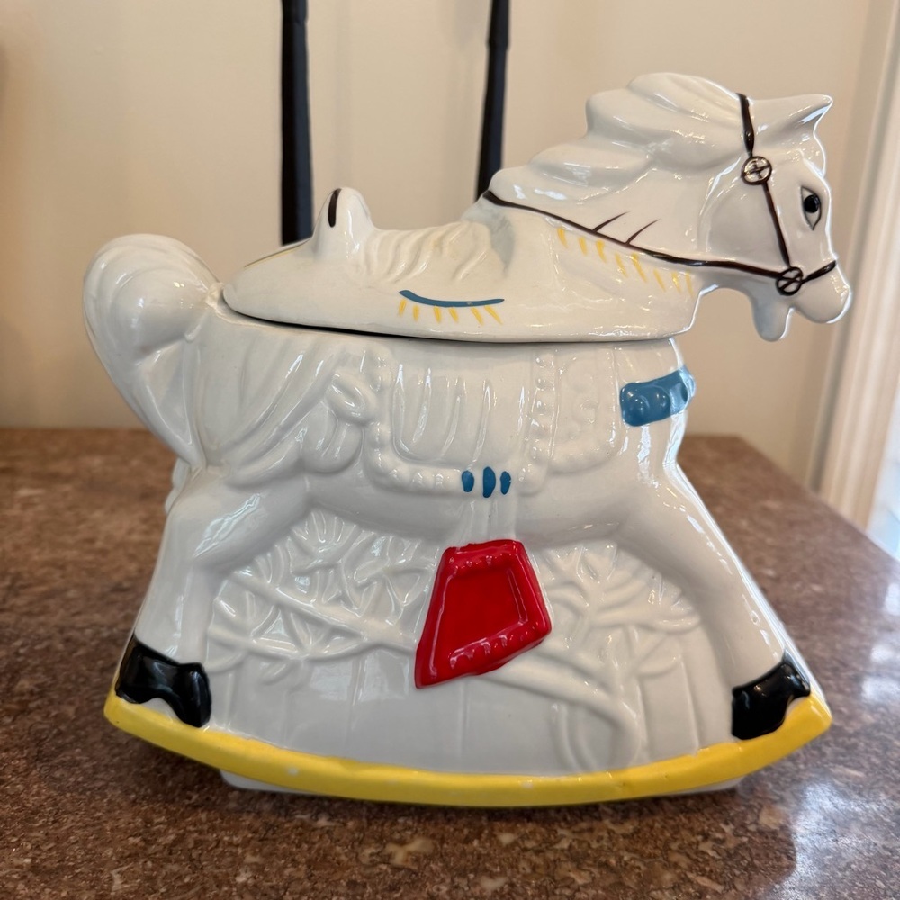 Vintage Cookie Jar Hobby Rocking Horse White